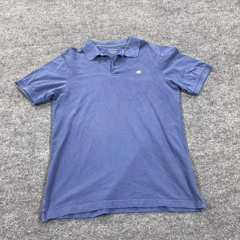 Banana Republic‎ Polo Shirt Mens Medium Blue Embroidered Elephant 100% Cotton